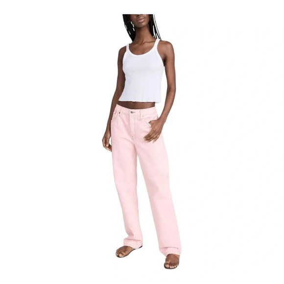 Re/Done Loose Washed Pink Denim Wide Leg Jeans NWT - Picture 9 of 9
